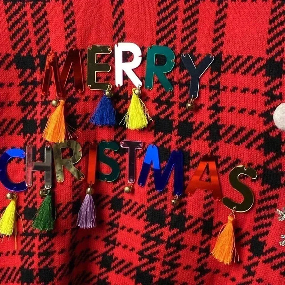 HOLIDAY TIME WO SIZE LARGE 12/14 CHRISTMAS SWEATER  MISSING TASSELS - Picture 4 of 10